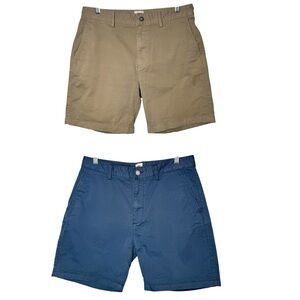 Flint and Tinder Men's Lot Of 2 Tan/blue Shorts 32 Beige 7" Inseam Cotton Preppy